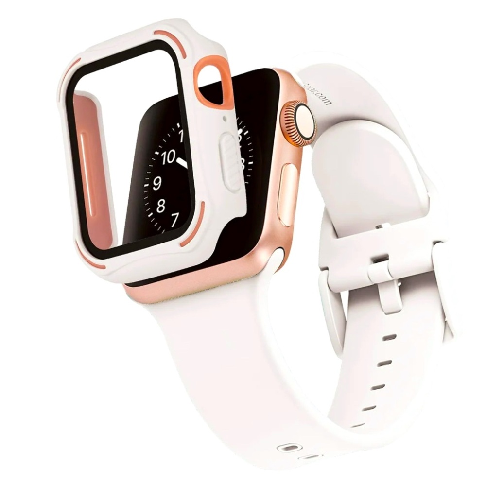 WITHit White/Pink Dual Layer Rugged Bumper w Integrated Glass Protection